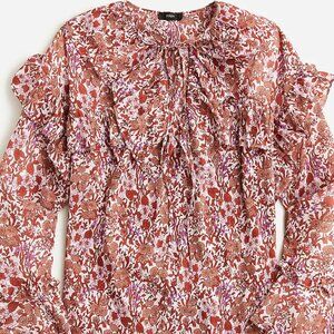 J.Crew Ruffle Crinkle Chiffon Top in Fête Floral